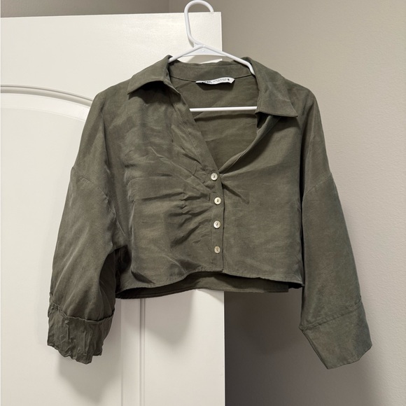 Zara Flowy Crop Top in Green - Picture 7 of 8